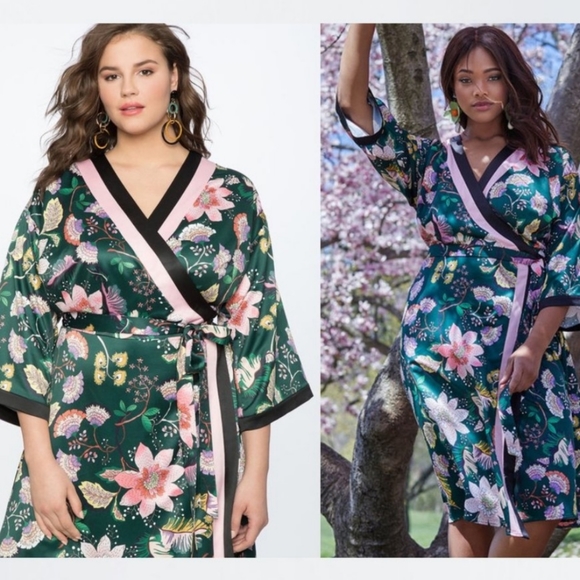Eloquii Floral Printed Kimono Dress 14/16 - Picture 1 of 5